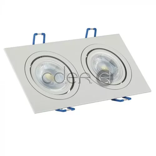2 x Carcasă albă pentru spoturi LED GU10, Pătrată | V-TAC