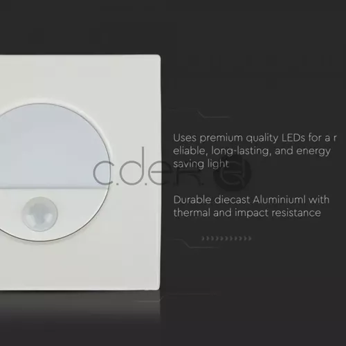 3W LED StepLight Senzor Alb natural | V-TAC