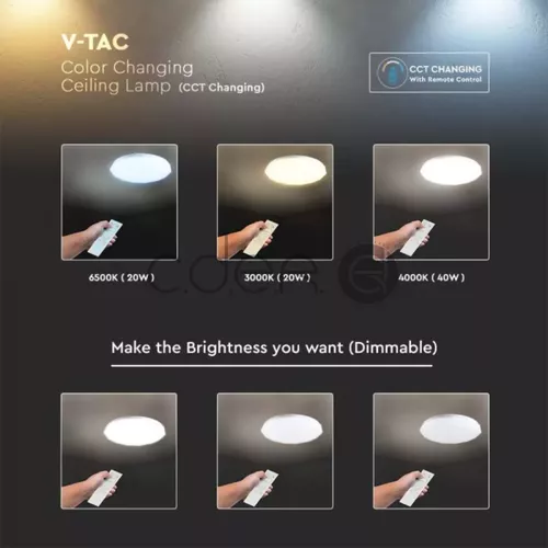 60W Aplică LED Telecomandă Schimbare Culoare Capac Rotund Diamant | V-TAC