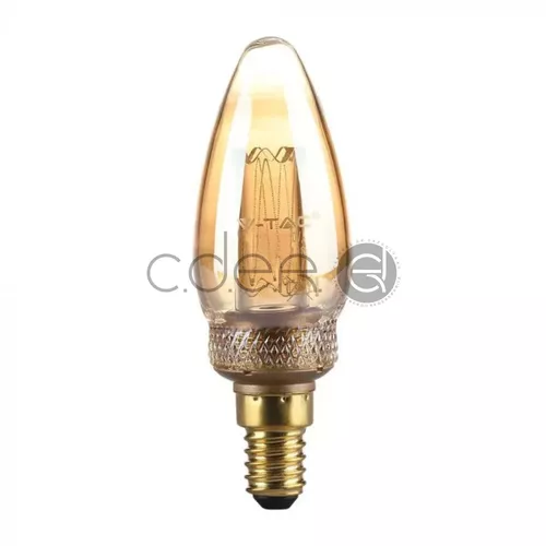 Bec ART LED 2W Filament Lumânare E14 Sticlă Aspect Chihlimbar 1800K±200K | V-TAC