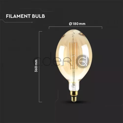 Bec LED 8W Filament E27 BF180 Aspect Chihlimbar Dimabil 2000K | V-TAC