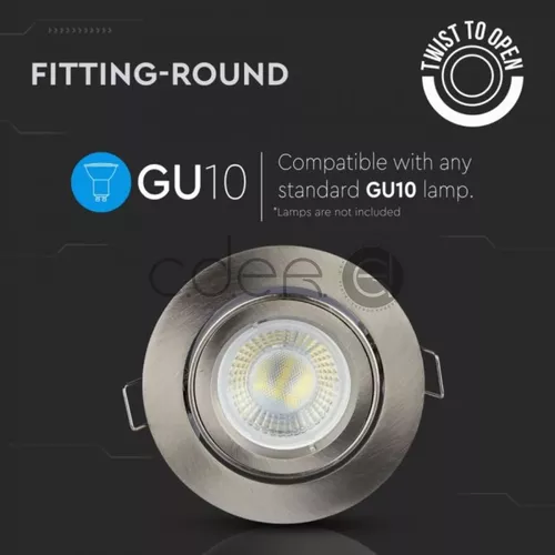 Carcasă pentru spoturi LED GU10 Rotundă, Satin Nickel | V-TAC