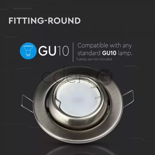 Carcasă pentru spoturi LED GU10, Schimbare unghi Rotund, Nichel | V-TAC