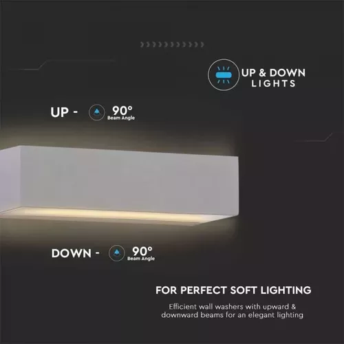 Lampă LED de exterior reglabilă sus/jos cu lumină difuză de 9W corp gri Lumină rece IP65 | V-TAC