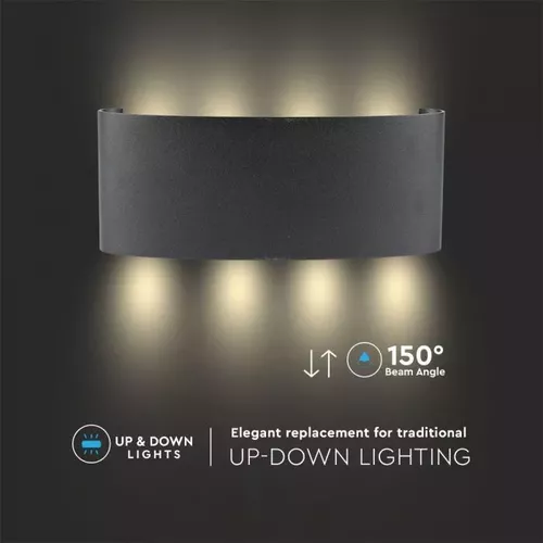Lampă LED 8W Pentru Perete Sus&Jos Nisip Negru IP54 3000K | V-TAC