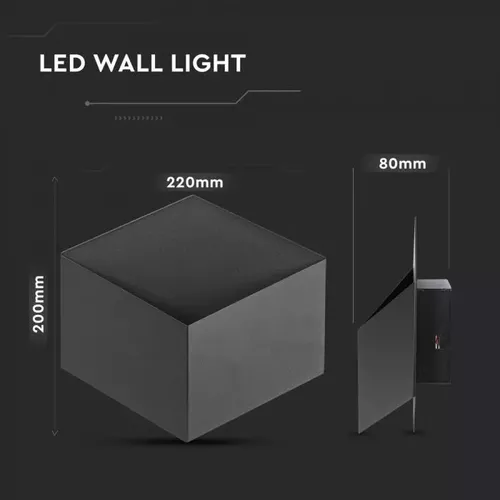 Lampă LED de perete 3W cu CIP Bridgelux Corp Negru 4000K | V-TAC