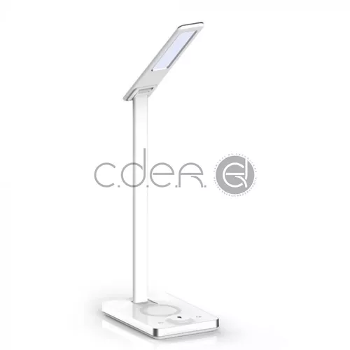 5W Lampă LED de Birou 3 în 1 Încărcător Wireless Pătrată Corp Alb | V-TAC