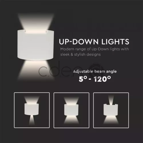 6W Aplică LED Corp Alb Rotund IP65 Alb cald | V-TAC