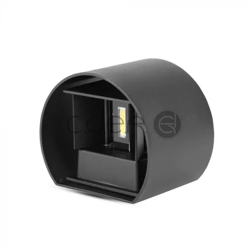 6W Aplică LED Corp Negru Rotund IP65 Alb cald | V-TAC