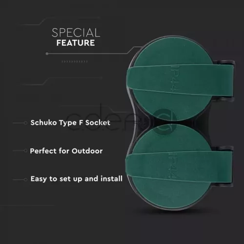 Adaptor 2 Intrări 16A IP44 Negru+Verde | V-TAC