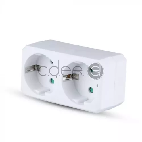 Adaptor 2 Prize Împământare 10/16A 250V Alb | V-TAC