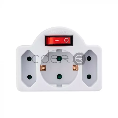Adaptor 3 Prize Împământare și Întrerupător 16A 250V | V-TAC