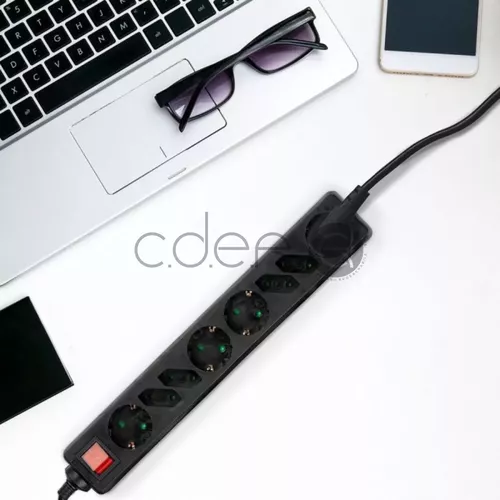Adaptor 8 Prize întrerupător Negru | V-TAC