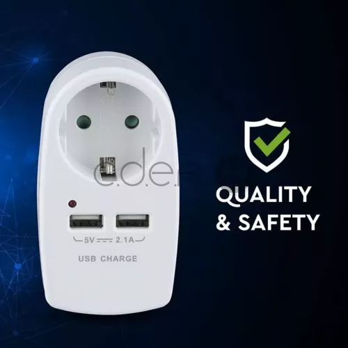 Adaptor European 1 priză și 2 port-uri USB de încărcare Alb | V-TAC