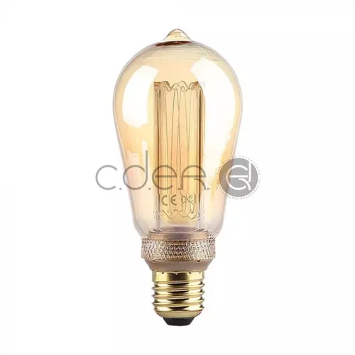 Bec ART LED 3W Filament ST64 E27 Sticlă Aspect Chihlimbar 1800K±200K | V-TAC