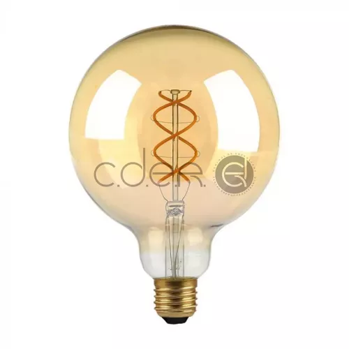 Bec LED - 5W Filament E27 G125 Sticla Aurie Curbata Alb cald | V-TAC