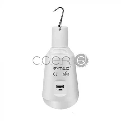 Bec LED, E27, 7W, 3in1, cu acumulator incarcare solara si USB | V-TAC