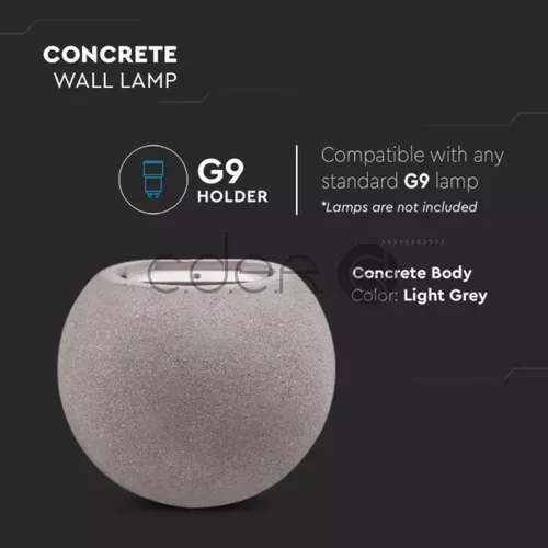 G9 Lampă de Perete LED Beton Rotundă Gri Deschis | V-TAC
