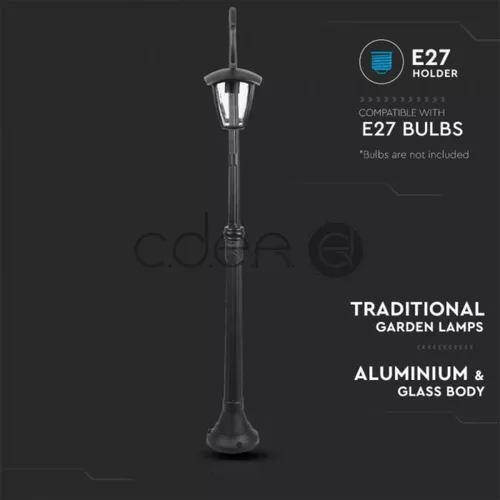 Lampa de gradina 2xE27 1410mm IP44 Negru | V-TAC