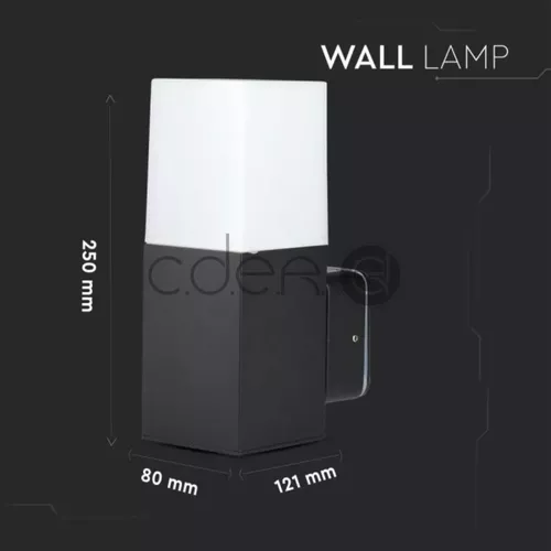 Lampă de grădină GU10 Corp Pătrat Aluminiu Negru Black 121x80x250mm IP54 | V-TAC