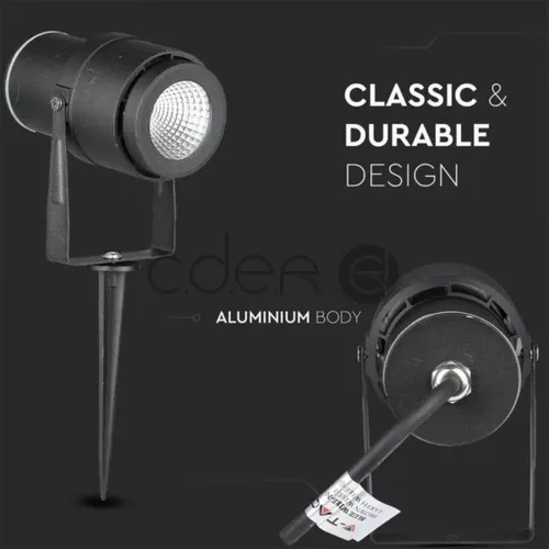 12W LED Lampă grădina țepușă Corp Negru 3000K | V-TAC