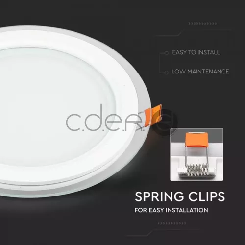 18W Panou LED cu sticlă - Rotund, Alb cald | V-TAC