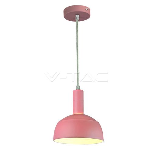 Suport pendul de plastic E27 cu margine de aluminium Roz
