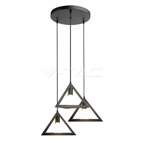 Pendul Trio Geometric Negru E27 Cu baldachin negru