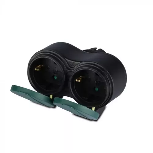 Adaptor 2 Intrări 16A IP44 Negru+Verde | V-TAC