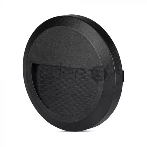 2W Lampă LED pentru scară Corp Negru Rotund Alb Cald | V-TAC