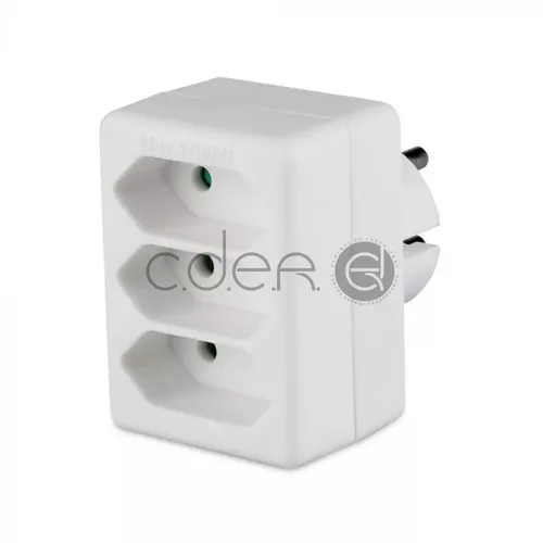 Adaptor 3 Căi 2.5A Alb Etichete + Ambalaj Plastic | V-TAC