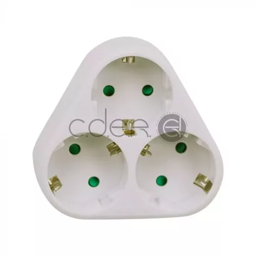 Adaptor 3 Prize Împământare 10/16A 250V Alb | V-TAC
