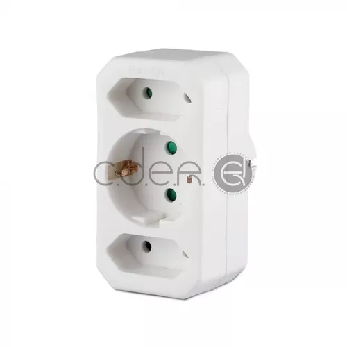 Adaptor 2 Căi x 2.5A 1 x 16A Alb | V-TAC