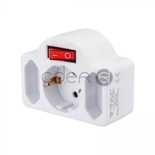 Adaptor 3 Prize Împământare și Întrerupător 16A 250V | V-TAC