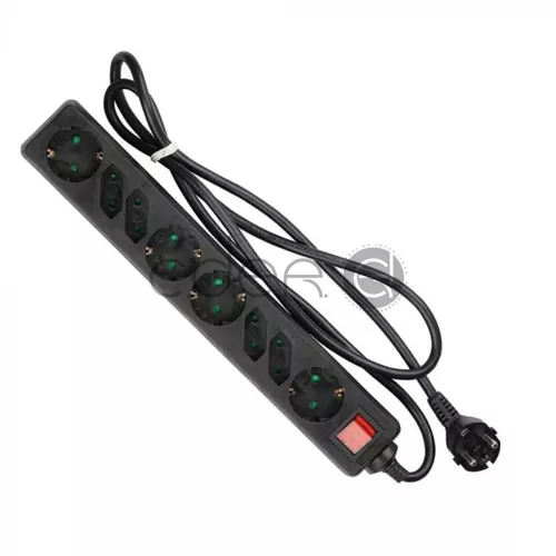 Adaptor 8 Prize întrerupător Negru | V-TAC