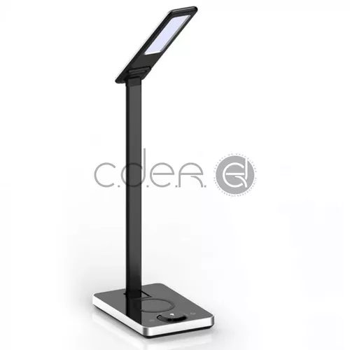 5W Lampă LED de Birou 3 în 1 Încărcător Wireless Pătrată Corp Negru | V-TAC