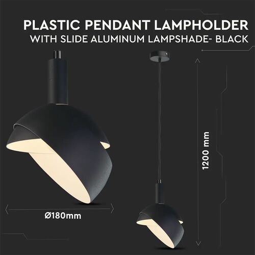 Suport Pendul de plastic E27 Cu margine de aluminium Negru