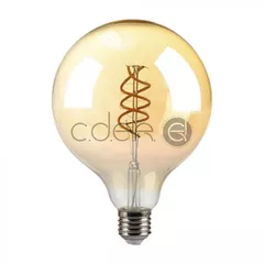 Bec LED - 6W Filament Spirală E27 G125 Sticlă cu aspect de chihlimbar Alb cald | V-TAC