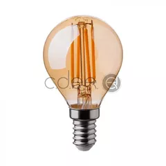 Bec LED 4W Filament E14 P45 Amber Alb cald | V-TAC