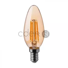 Bec LED 4W Filament E14 Tip Lumânare Amber Alb cald | V-TAC