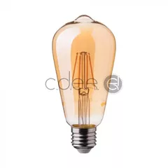 Bec LED 6W E27 Filament Patent Amber Cover ST64 Alb cald | V-TAC