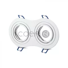 2 x Carcasă albă pentru spoturi LED GU10, Rotundă | V-TAC