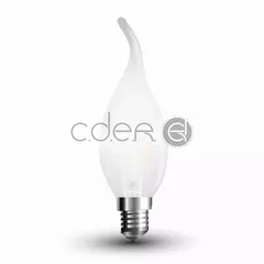 Bec LED 4W Filament E14 Mat Tip Lumânare flacără Alb cald | V-TAC